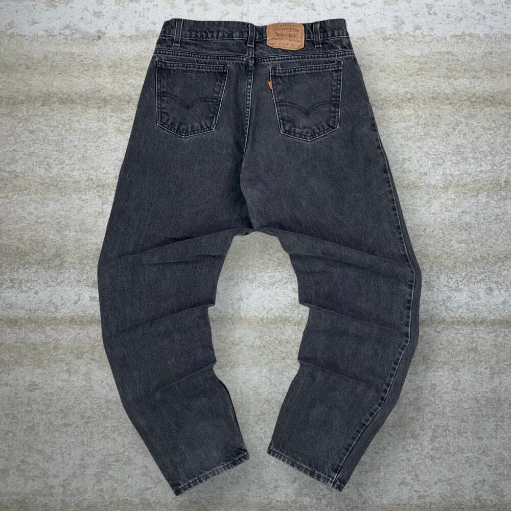 Vintage 90s Levis Jeans 550 34x30 Relaxed Tapered Smoke Black Wash Orange Tab